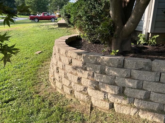Freshly edged retaining wall and lawn, Crossville IL